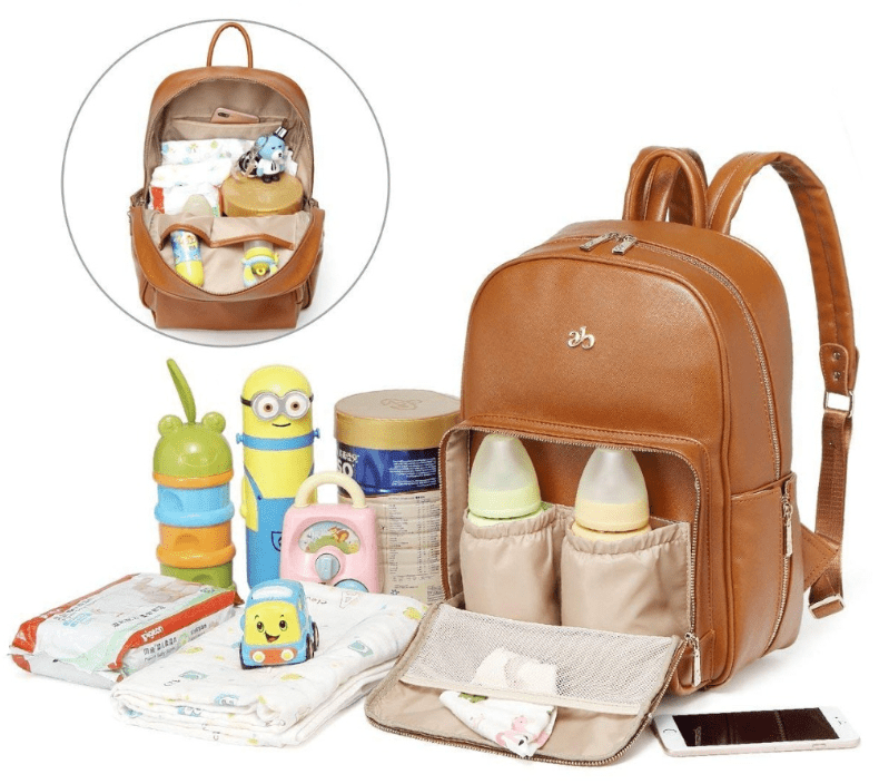 PU Leather Waterproof Diaper Bag Backpack with Changing Mat, Hooks, Organizer for Parents, Baby Travel, Storage, and Care | Sansoti