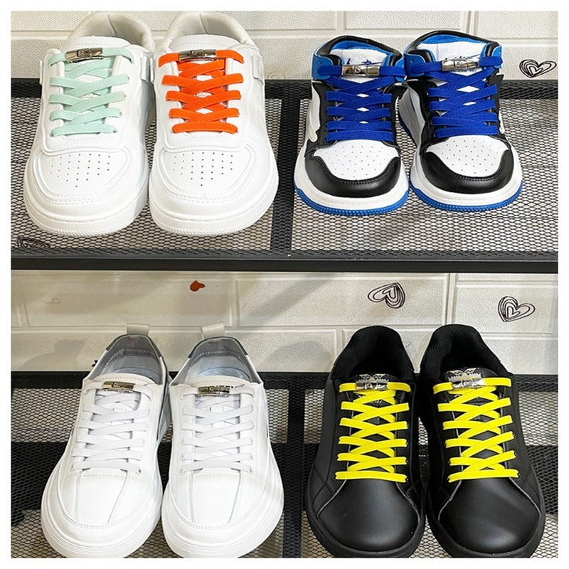 Système de lacets élastiques avec fermoir à clipser – enfilage rapide sans faire de nœuds pour baskets et chaussures du quotidien | Sansoti
