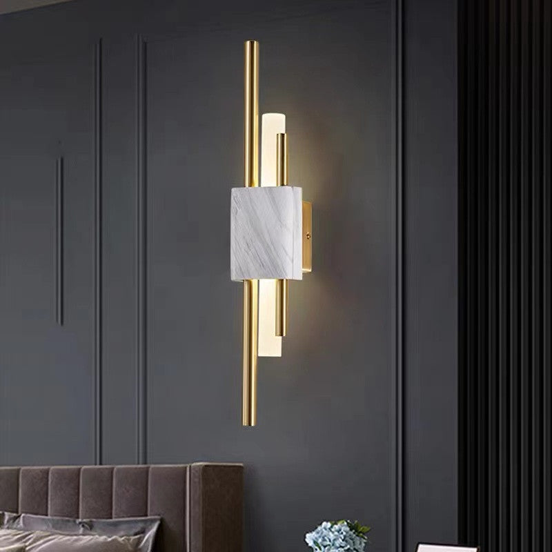 Moderne Wandlamp Metaal Marmer LED Warm Wit Licht Slaapkamer Woonkamer Gang Elegant Interieur Verlichting | Sansoti