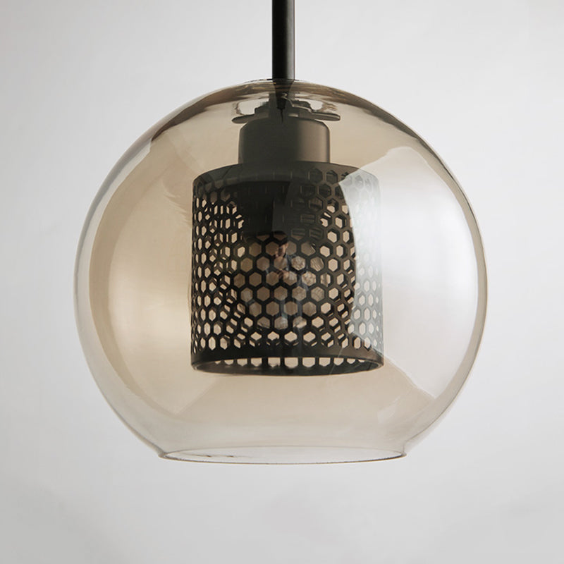 Glass Pendant Light Globe Gold or Silver E26 Socket Adjustable Cord Dining Room Bedroom Living Room Modern | Sansoti