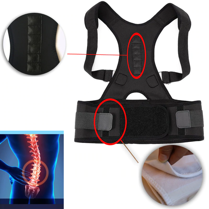 Magnetic Back Support for Posture Correction and Pain Relief – Adjustable Lumbar Support Brace with Magnetic Therapy | Sansoti