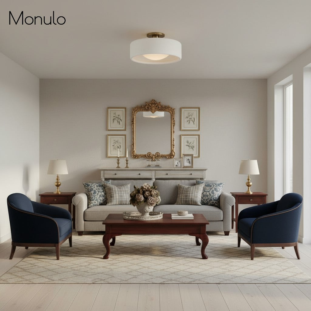 Porcelain Ceiling Lamp Round Modern – Soft Ambient Lighting for Hall Office Kitchen | Sansoti