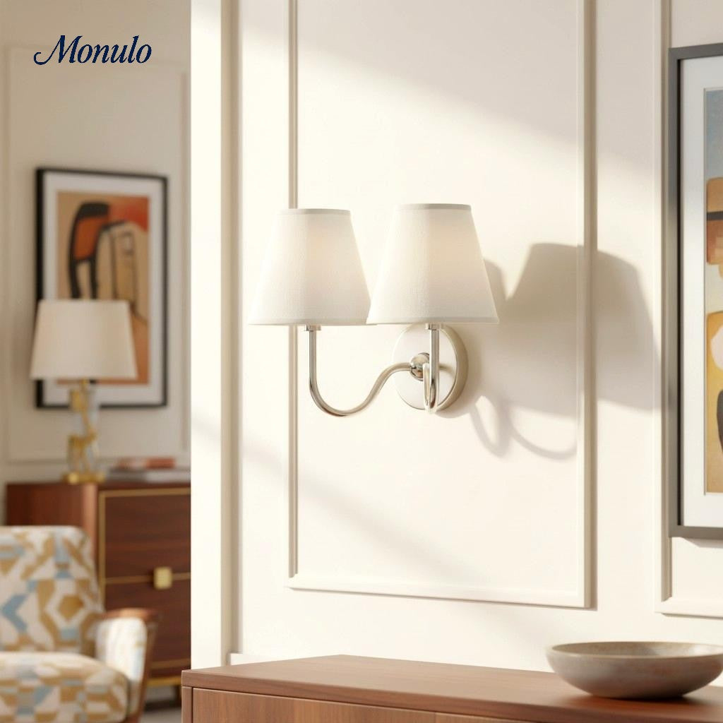 Wall Lamp with Pleated Fabric Shade – Classic Lighting for Bedroom and Living Room | Sansoti