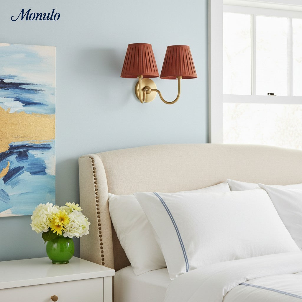 Wall Lamp with Pleated Fabric Shade – Classic Lighting for Bedroom and Living Room | Sansoti
