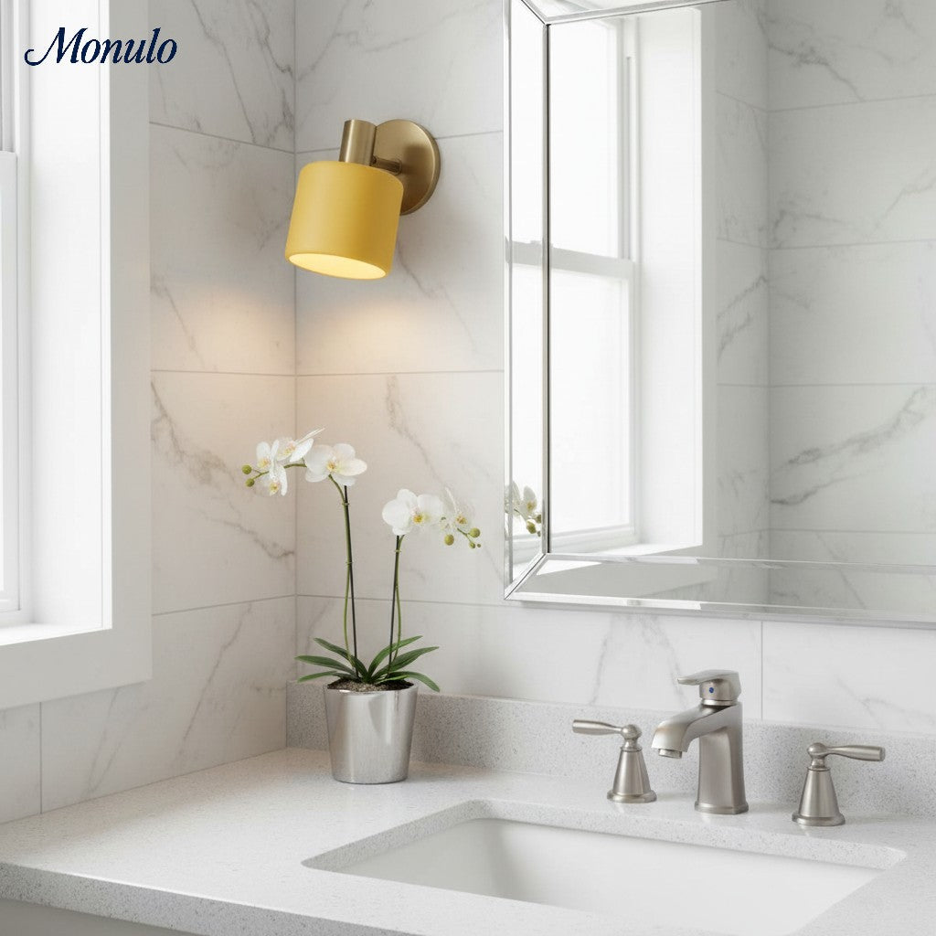 Ceramic Round Wall Lamp White Minimalist Flush Mount Lighting for Hall and Corridor | Sansoti