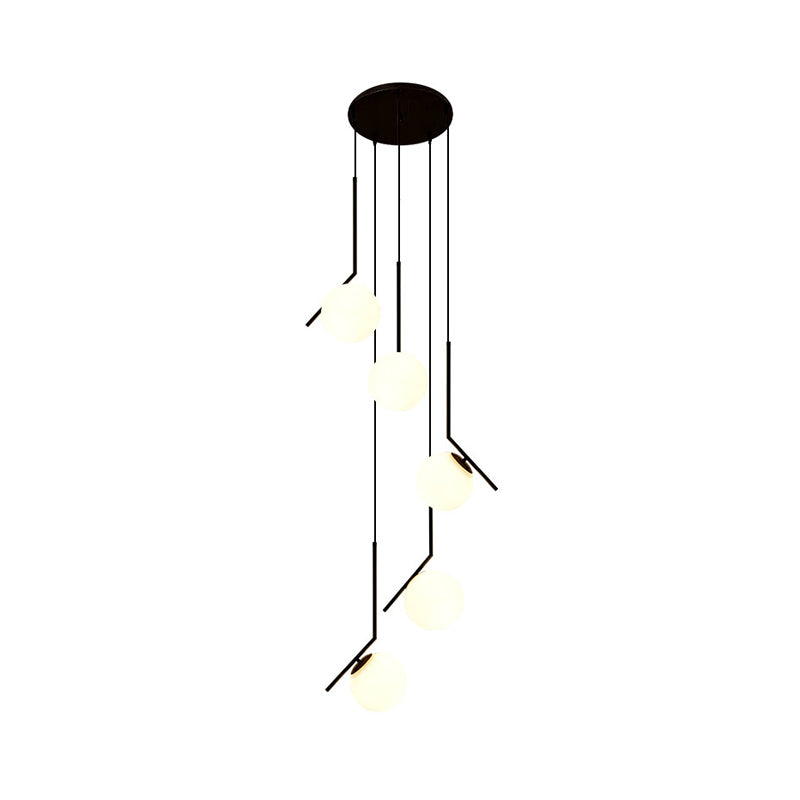 Lustre boule en verre – suspension métal noir avec plusieurs globes en verre pour escalier, salle à manger, salon | Sansoti