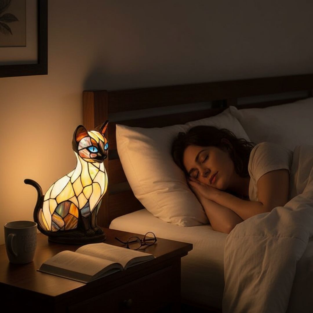 Handmade Cat Lighting Warm Light Decorative Table Lamp Ambient Lighting Animal Design Nightstand Bedroom Living Room Gift Cat Lover | Sansoti