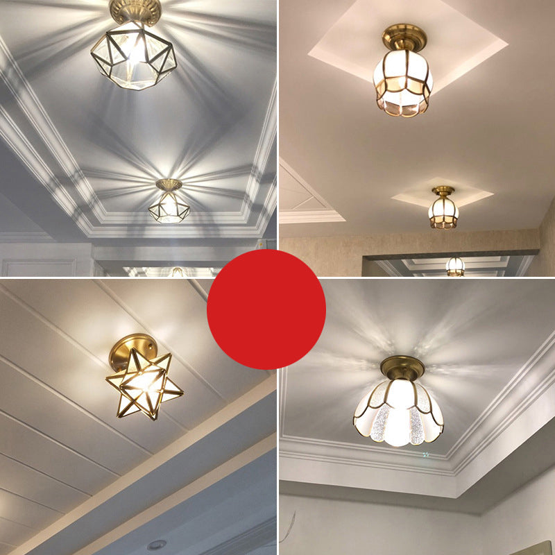 Deckenleuchte Messing Geformtes Metall Semi-Flush - Elegante Kolonialstil Beleuchtung für Flur und Wohnzimmer | Sansoti
