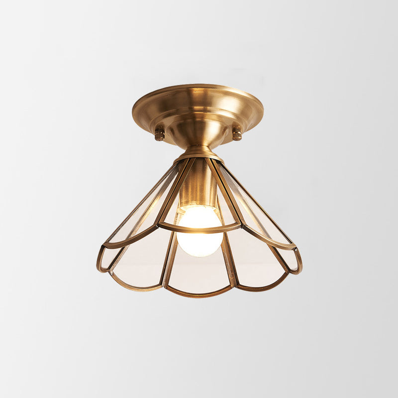 Deckenleuchte Messing Geformtes Metall Semi-Flush - Elegante Kolonialstil Beleuchtung für Flur und Wohnzimmer | Sansoti