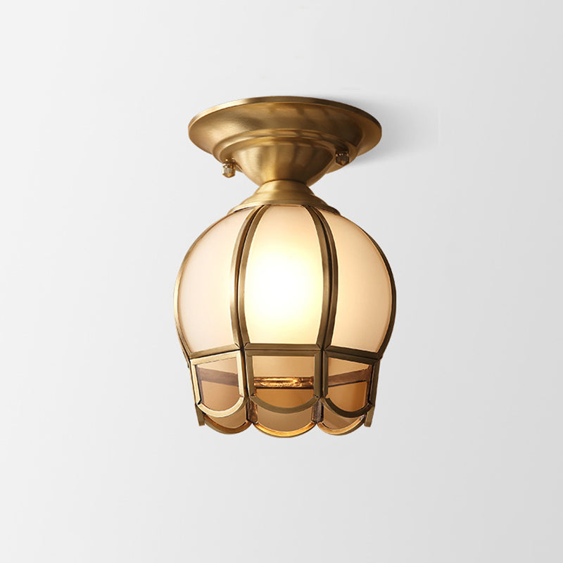 Deckenleuchte Messing Geformtes Metall Semi-Flush - Elegante Kolonialstil Beleuchtung für Flur und Wohnzimmer | Sansoti