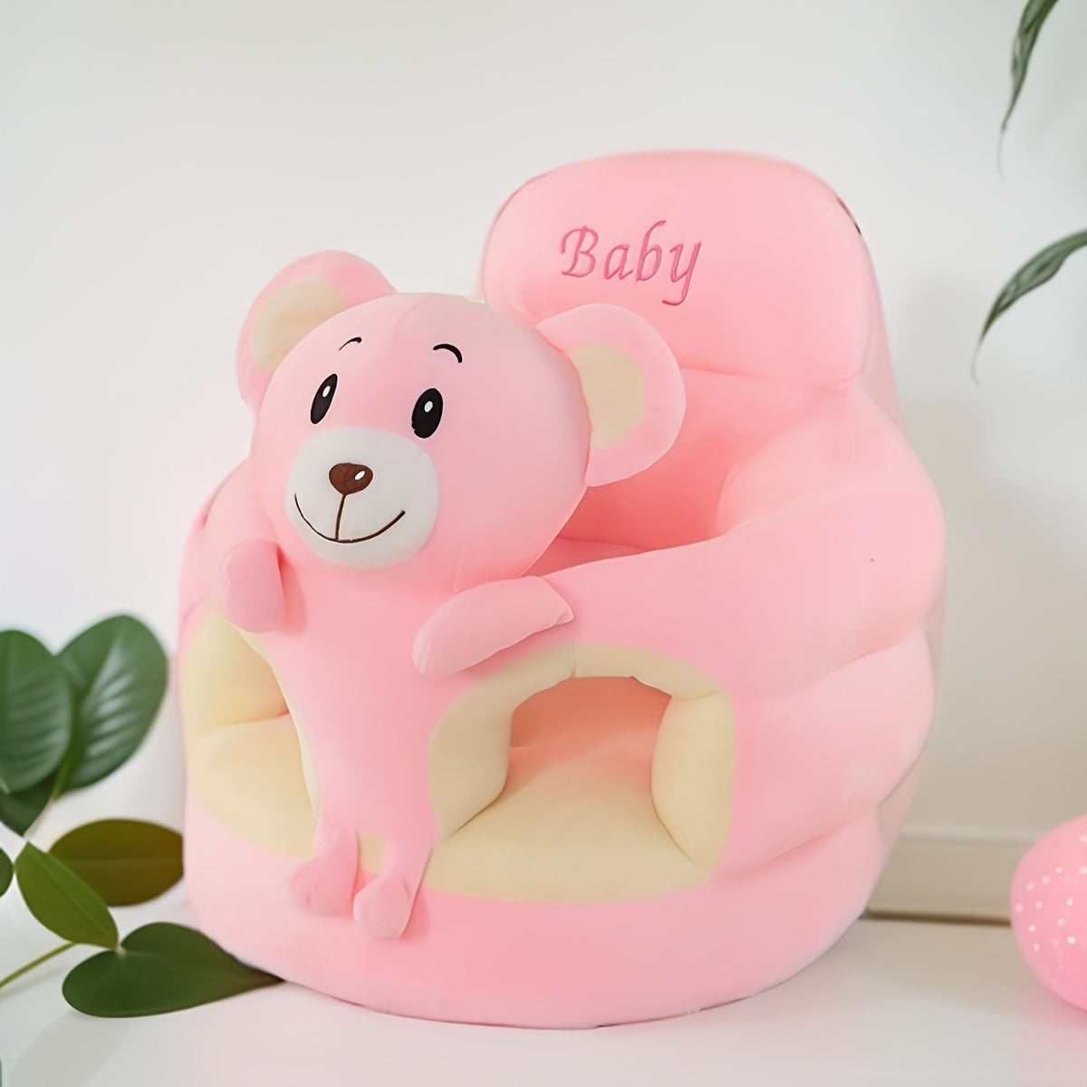 Weiche Babysitzbank für die ersten Sitz- und Steh-Abenteuer – Plüsch, sicher und komfortabel, fürs Kinderzimmer, 0–12 Monate, Grün-Grau | Sansoti