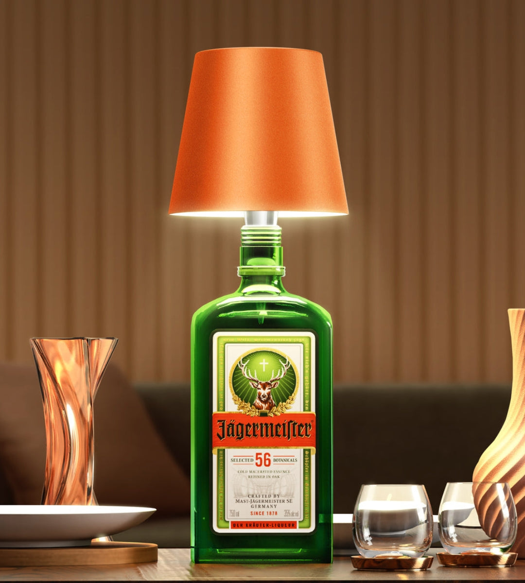 Lámpara para botella LED recargable de aluminio, lámpara de mesa para botella de vino, luz cálida | Sansoti