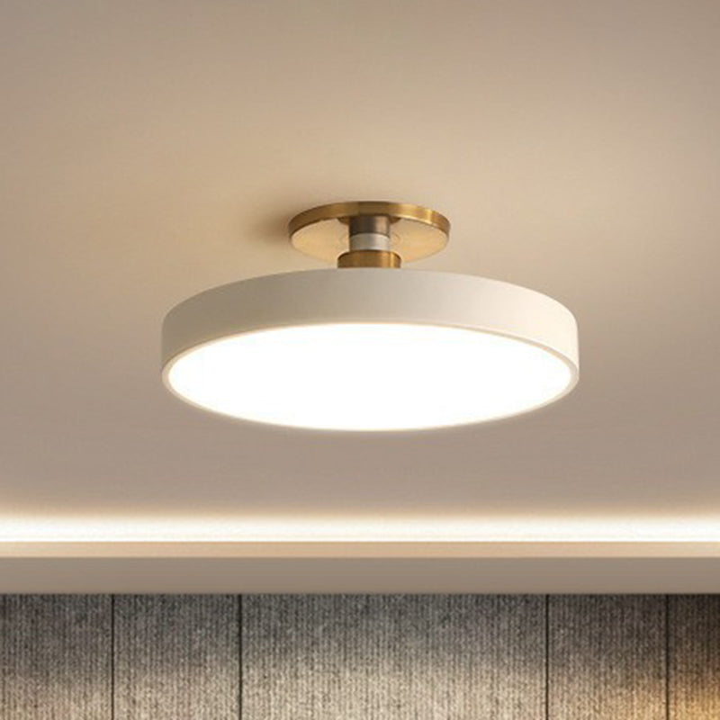 Runde Deckenleuchte Nordic Acryl LED Schlafzimmer Semi-Flush Deckenbeleuchtung Moderner Skandinavischer Stil Deckenlampe Blau Weiß Gelb Grau Rosa Schwarz | Sansoti