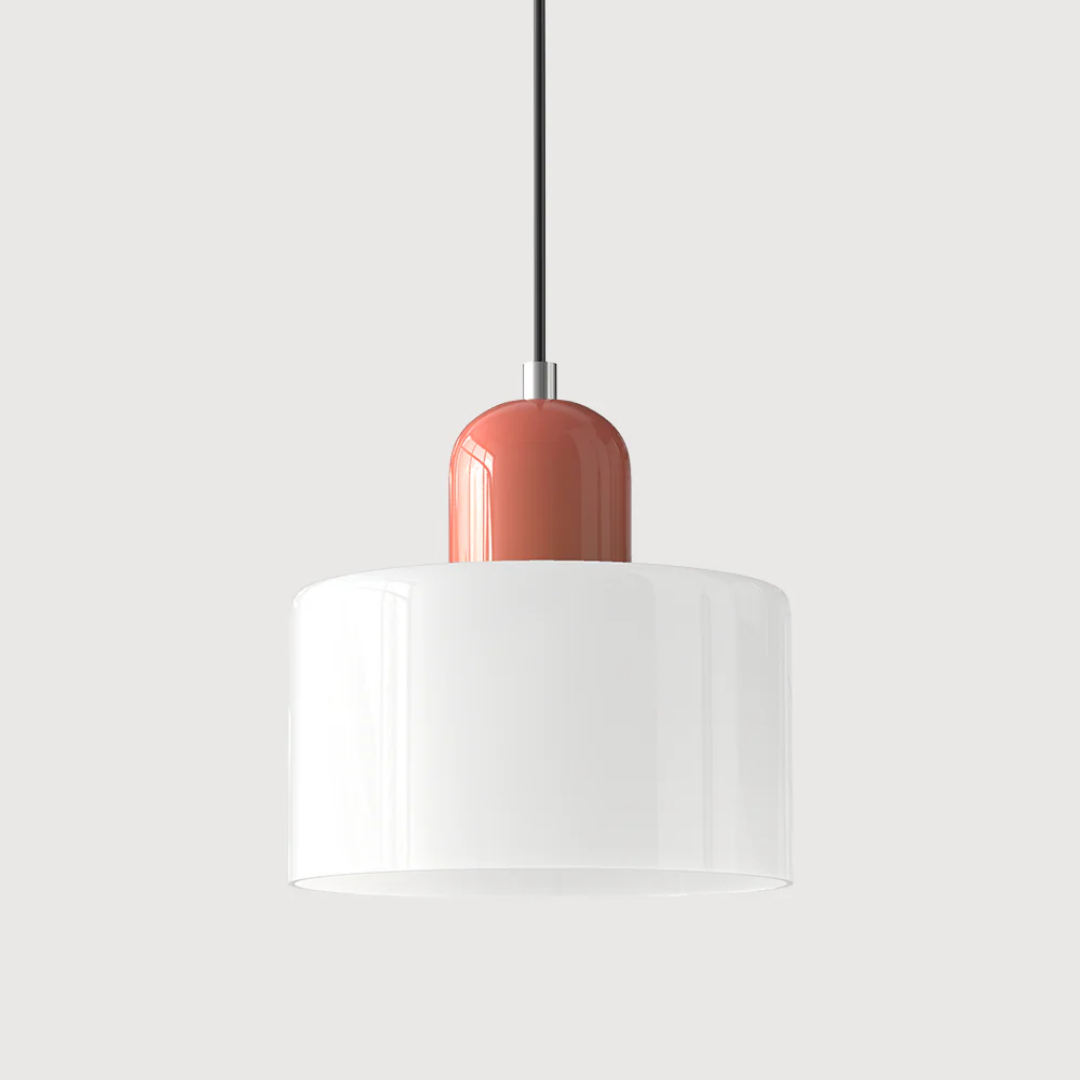 Suspension vintage en verre coloré et métal réglable, éclairage d’ambiance pour coin repas, plafonnier au design rétro | Sansoti