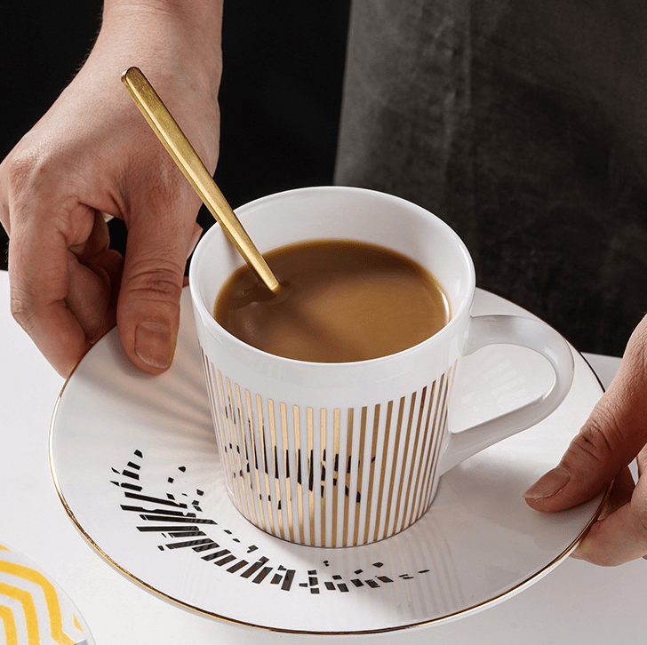 Coffee Cup with Mirror Reflection Saucer Ceramic Design Set | Sansoti