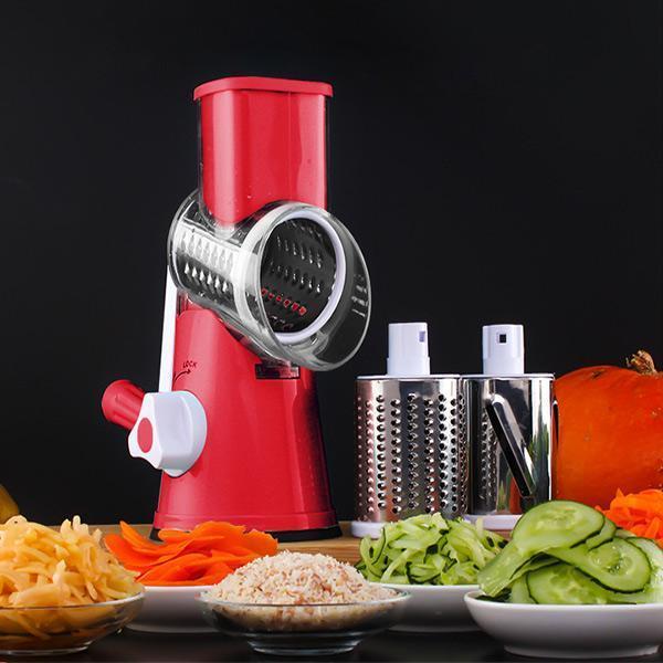 Rotating Kitchen Grater with 3 Blades – Manual Multifunctional Vegetable Slicer and Cheese Grater for Salad, Pastry, and Pasta | Sansoti