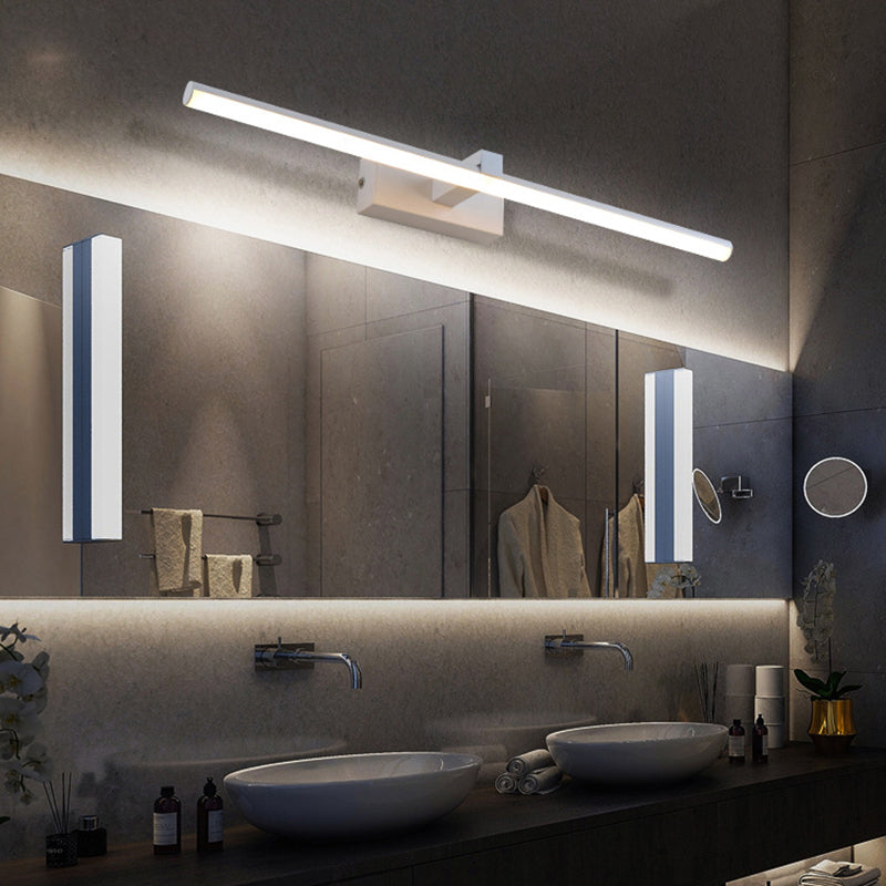 Minimalist Linear LED Wall Lamp Metal Matte Black or White for Bathroom Mirror Sleek Lighting Modern Design | Sansoti
