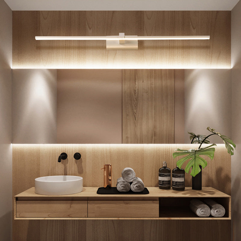 Minimalist Linear LED Wall Lamp Metal Matte Black or White for Bathroom Mirror Sleek Lighting Modern Design | Sansoti