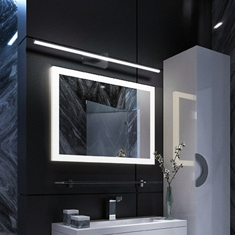 Minimalist Linear LED Wall Lamp Metal Matte Black or White for Bathroom Mirror Sleek Lighting Modern Design | Sansoti