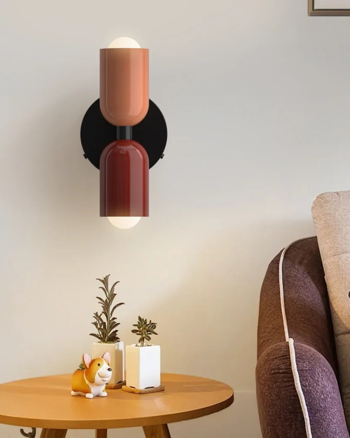 Wall Lamp Double Round Shade Black Frame Warm Ambient Light Bedroom Living Room Hall Minimalist Wall Lighting Modern Japandi Scandinavian Interior | Sansoti