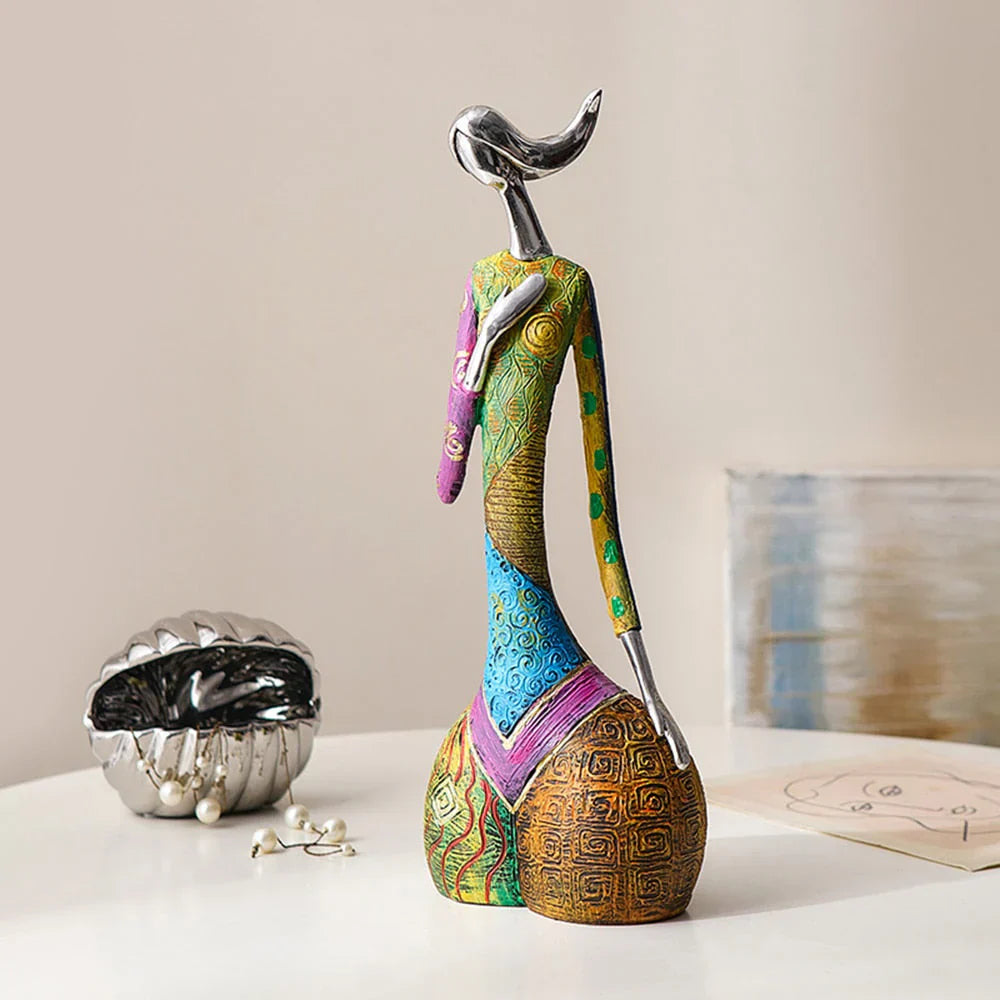 Handgemaakte Abstracte Vrouwenbeelden in Felle Kleuren – Elegante Harsen Sculpturen voor Woonkamer, Slaapkamer & Werkplek | Moderne Kunstdecoratie | Expressieve Interieurobjecten | Cadeau voor Kunstliefhebbers | Sansoti