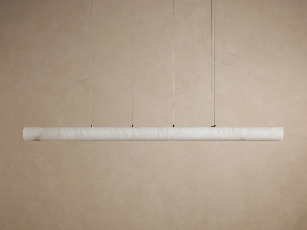 Linear alabaster chandelier 163cm integrated LED dimmable pendant light natural stone dining room living room design | Sansoti