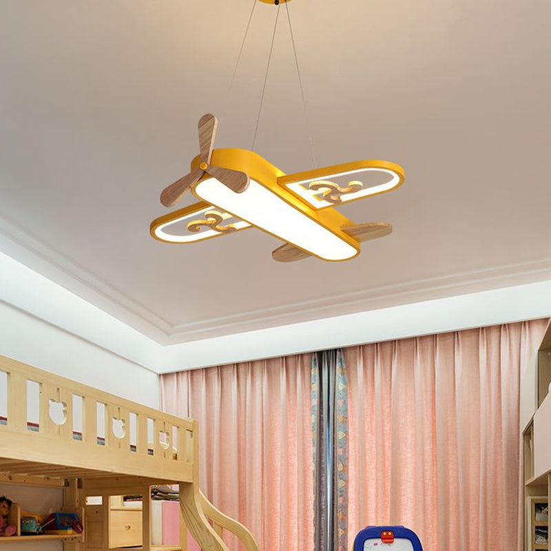 Flugzeug-Hängeleuchte fürs Kinderzimmer, dimmbare LED mit Fernbedienung, Acryl und Eisen, 20 cm, Deckenlampe fürs Jungenzimmer | Sansoti