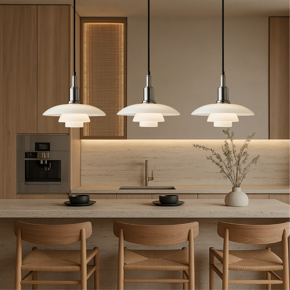 Deense design hanglamp 2/3 koppen glas metaal goud eetkamer keuken eiland Scandinavisch minimalistisch | Sansoti
