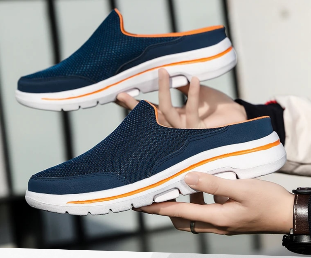 Orthopädische Barfuß-Slipper für Herren in Blau, Grau, Beige und Schwarz, ergonomisch, komfortabel und breit geschnitten zum Gehen und Wandern | Sansoti