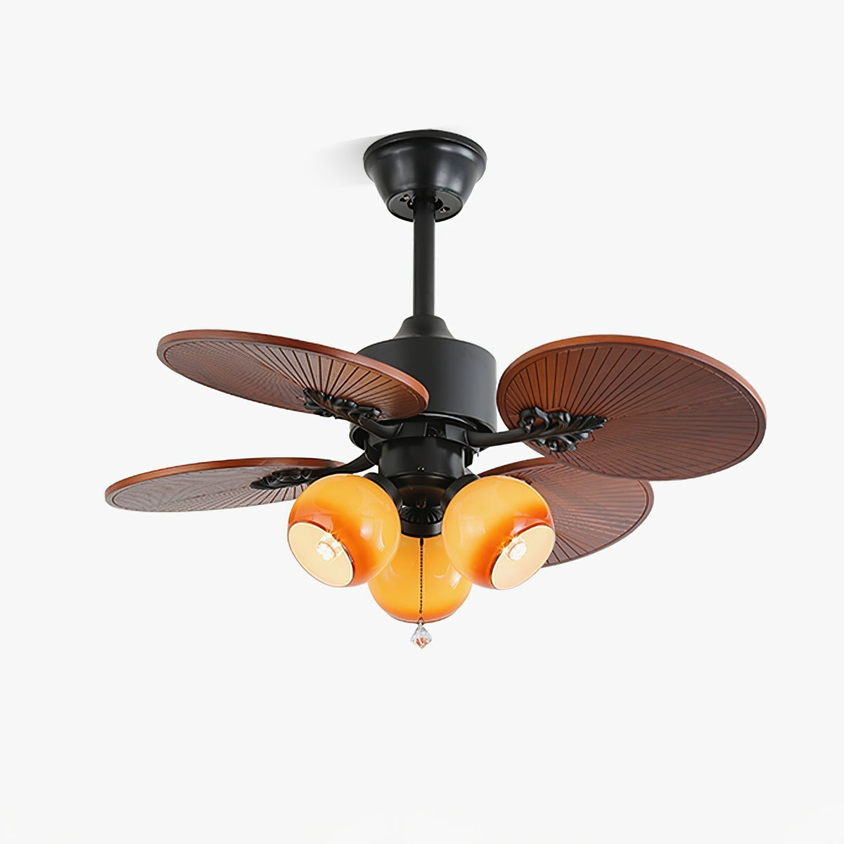 Tropical ceiling fan with glass lampshade - Quiet room fan 6 speeds Remote control | Sansoti