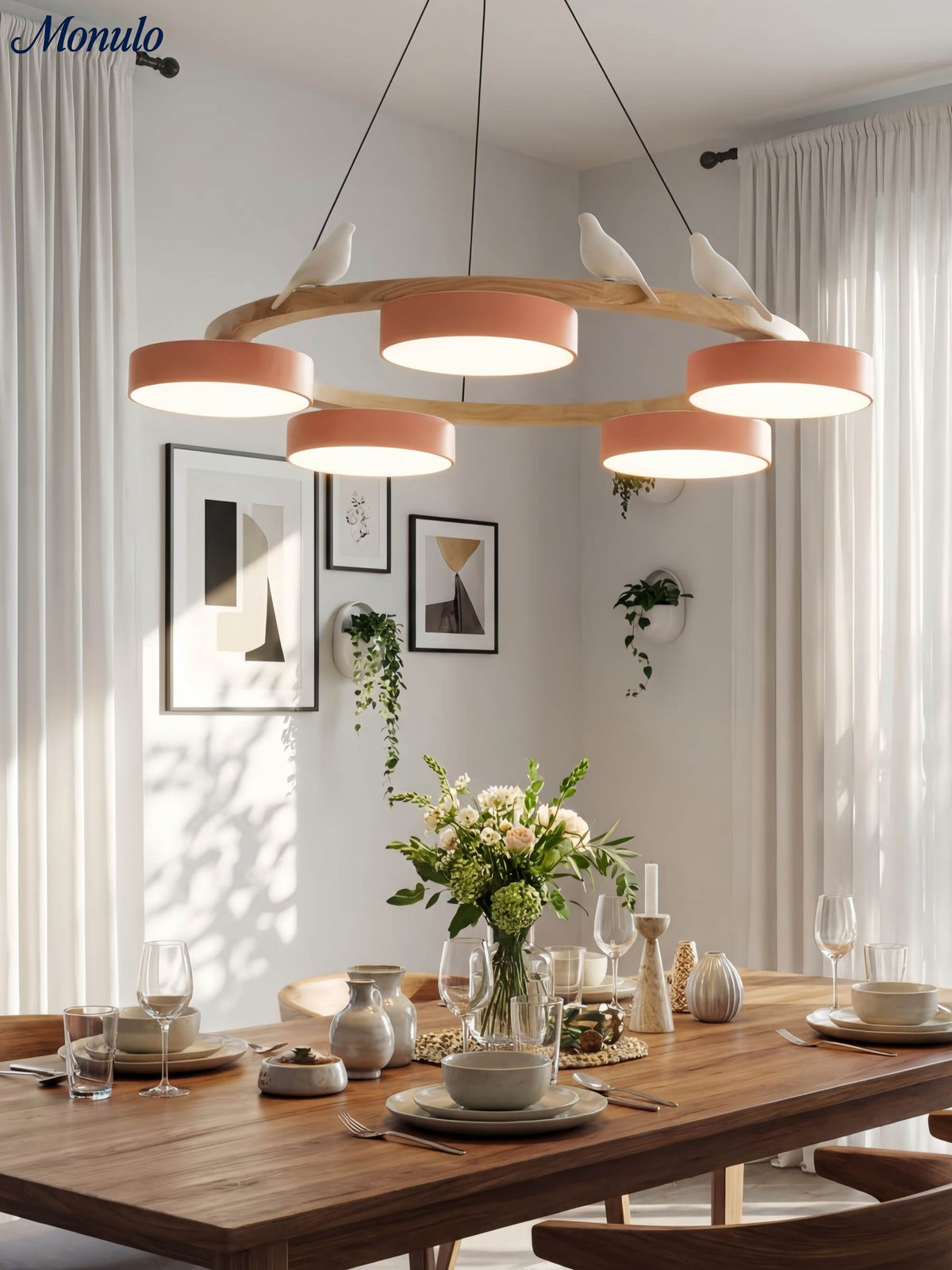 Decorative Bird Chandelier with Colored Circles for Dining Room and Living Room | Sansoti