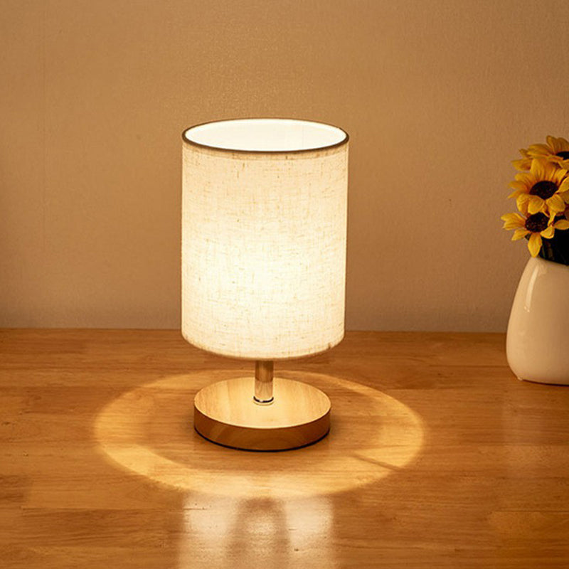 Minimalist Table Lamp of Flax and Wood with Rectangular Shade – Atmospheric Lighting for Bedroom Nightstand Desk Small Spaces Modern Design | Sansoti