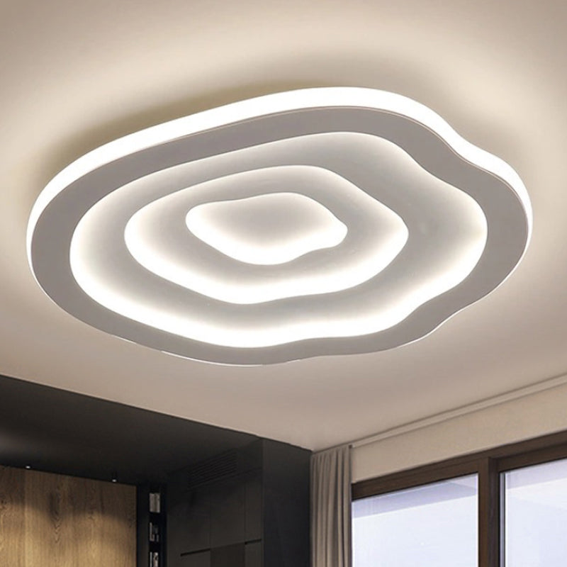Modern Round LED Ceiling Lamp with Wavy Relief – Scandinavian Ambient Lighting for Bedroom and Hall | Sansoti