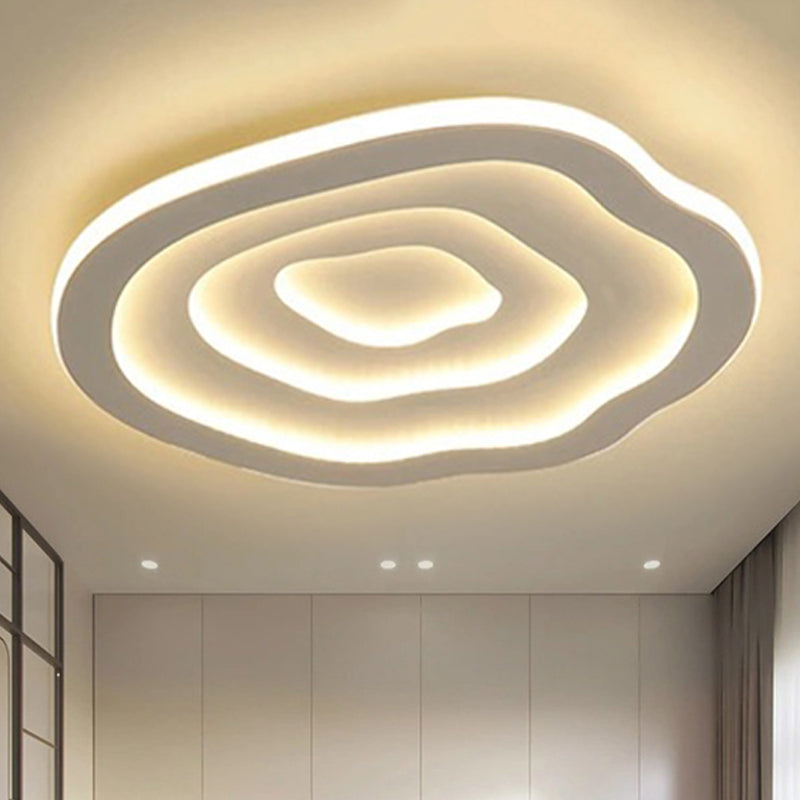 Modern Round LED Ceiling Lamp with Wavy Relief – Scandinavian Ambient Lighting for Bedroom and Hall | Sansoti