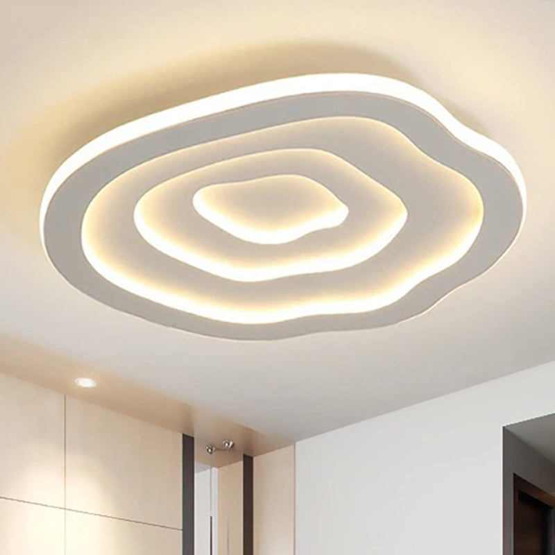 Modern Round LED Ceiling Lamp with Wavy Relief – Scandinavian Ambient Lighting for Bedroom and Hall | Sansoti