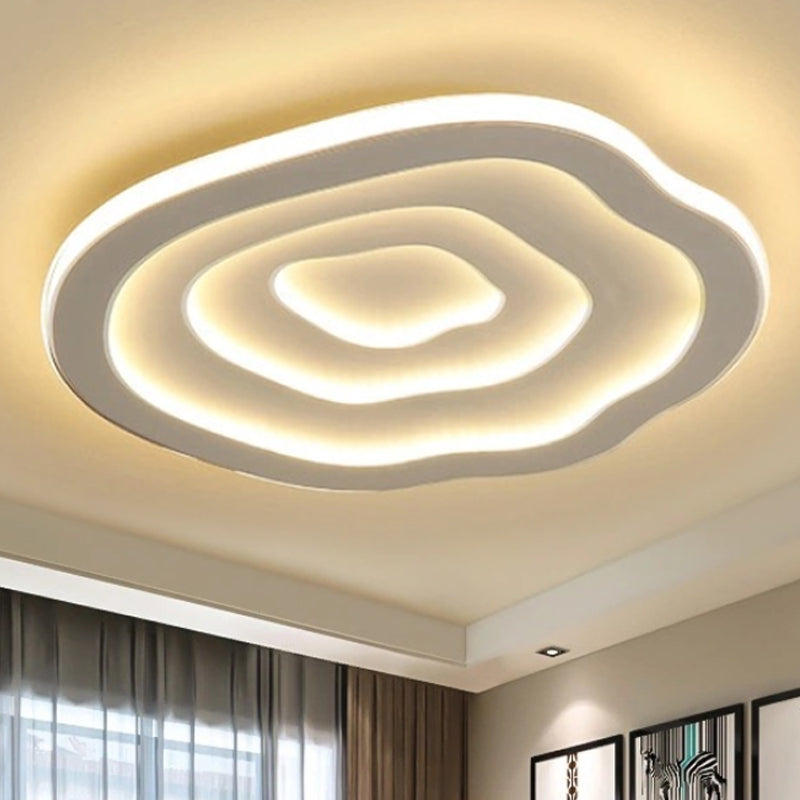 Modern Round LED Ceiling Lamp with Wavy Relief – Scandinavian Ambient Lighting for Bedroom and Hall | Sansoti