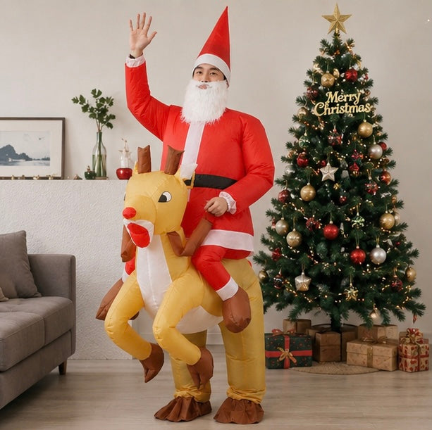 Opblaasbaar Kerstman Kostuum Polyester Volwassenen Kinderen Feestkleding Kerstviering Carnaval Party | Sansoti