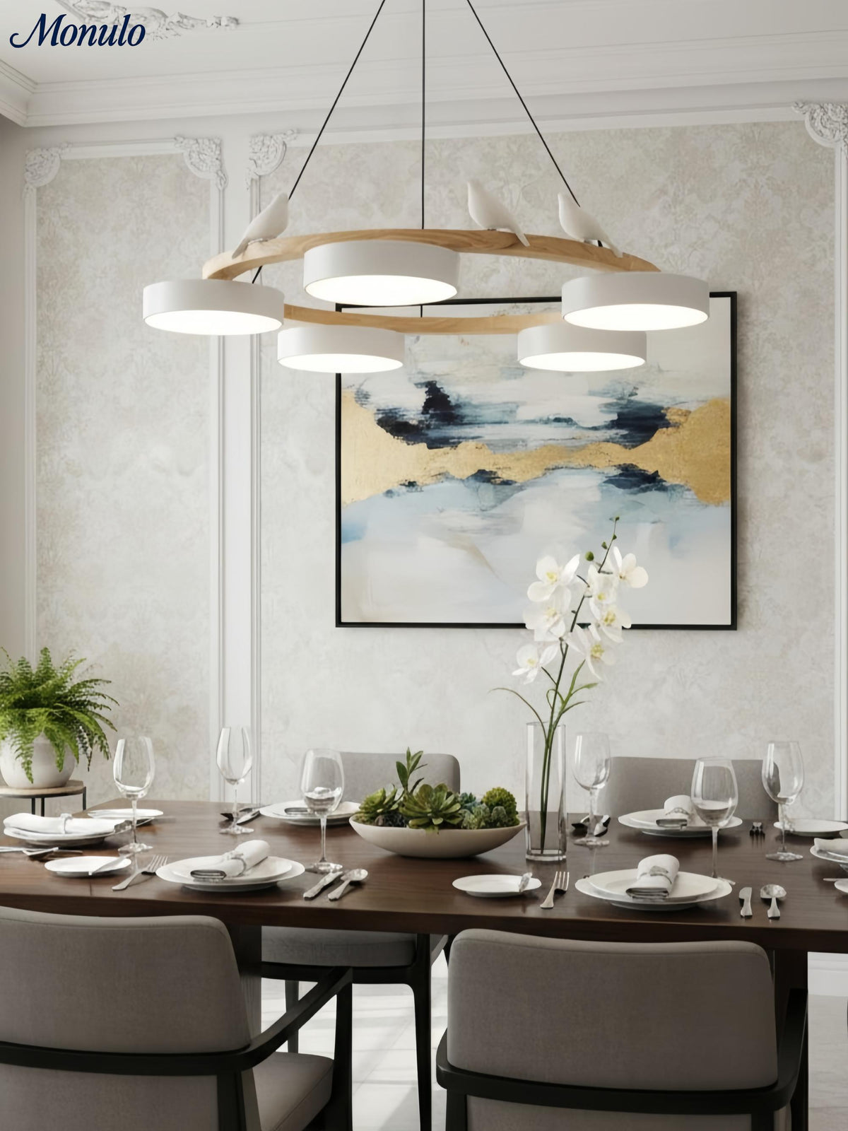 Decorative Bird Chandelier with Colored Circles for Dining Room and Living Room | Sansoti