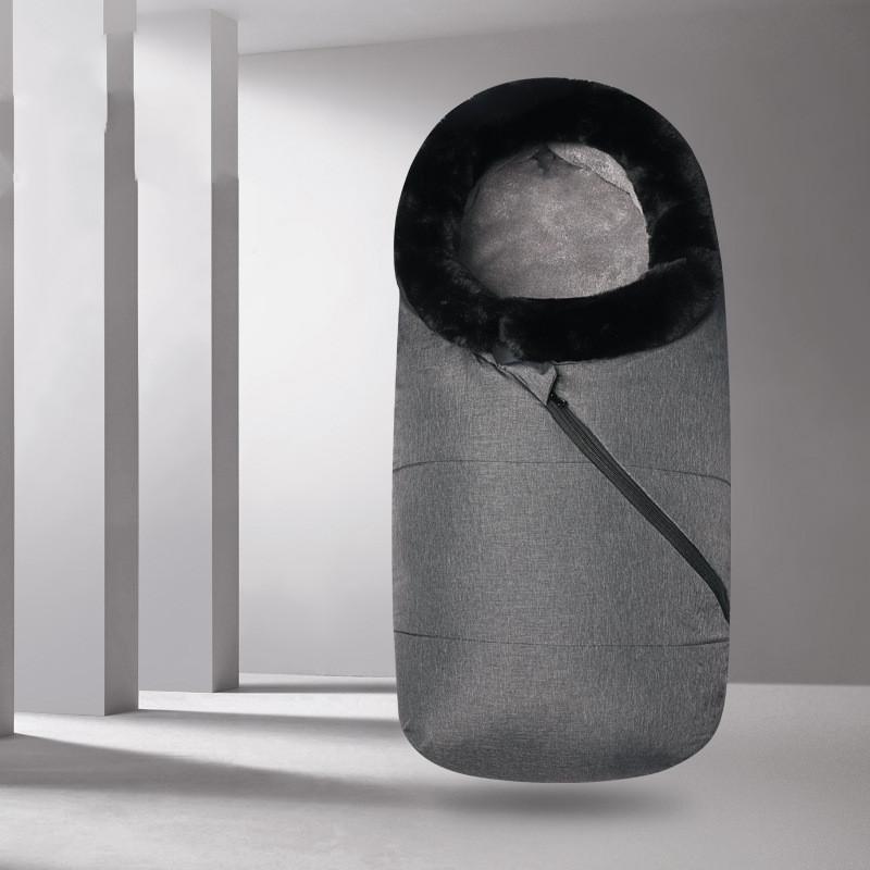 Chancelière chaude pour poussette, sac de couchage d’hiver universel pour bébé avec fermeture éclair, noir et gris, coupe-vent | Sansoti