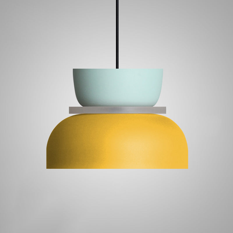 Suspension moderne Macaron LED bol métallique Ø18-30cm jaune rose gris vert bleu orange | Sansoti