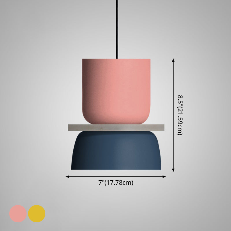 Suspension moderne Macaron LED bol métallique Ø18-30cm jaune rose gris vert bleu orange | Sansoti