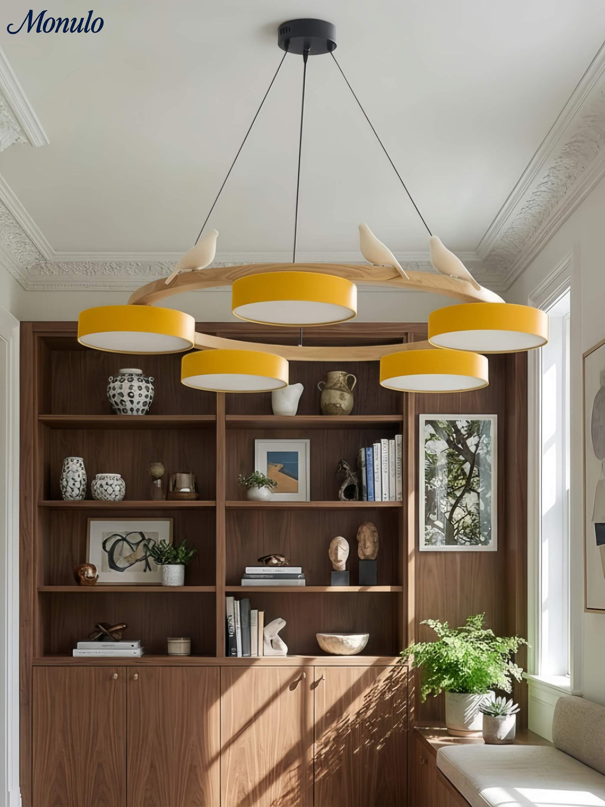 Decorative Bird Chandelier with Colored Circles for Dining Room and Living Room | Sansoti