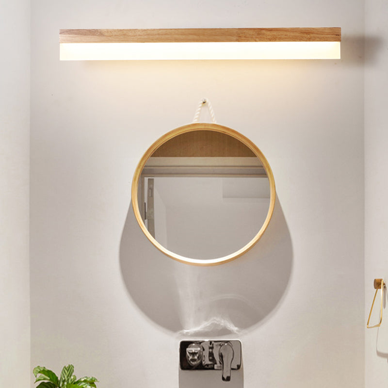 Hölzerne LED-Wandleuchte mit Acrylschirm Badspiegel Beleuchtung Skandinavisches Design 40cm 60cm 80cm | Sansoti