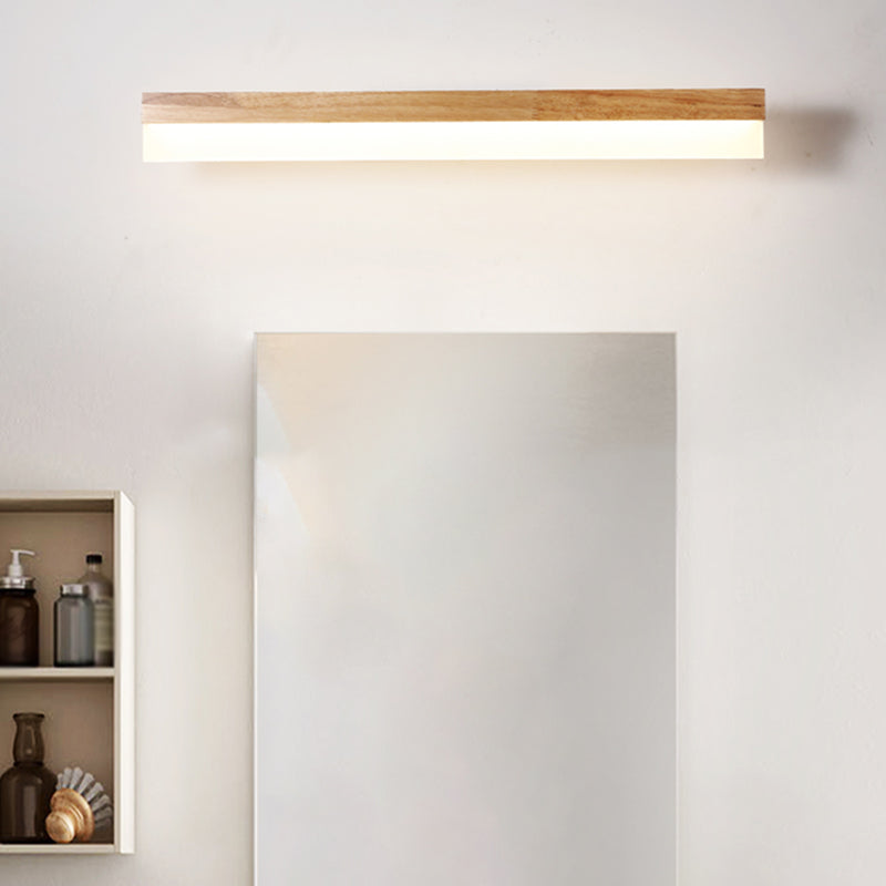 Hölzerne LED-Wandleuchte mit Acrylschirm Badspiegel Beleuchtung Skandinavisches Design 40cm 60cm 80cm | Sansoti