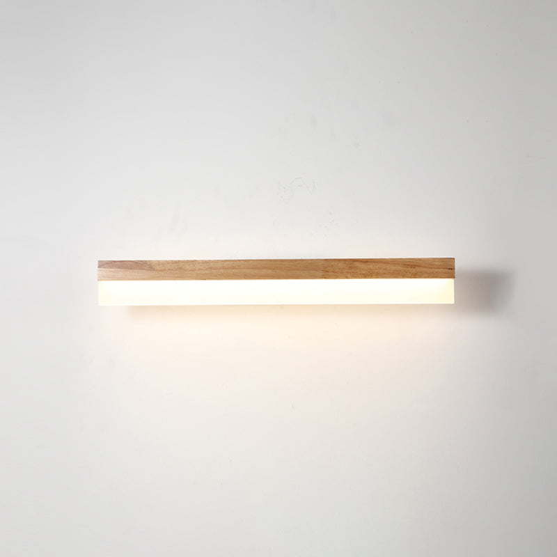 Hölzerne LED-Wandleuchte mit Acrylschirm Badspiegel Beleuchtung Skandinavisches Design 40cm 60cm 80cm | Sansoti