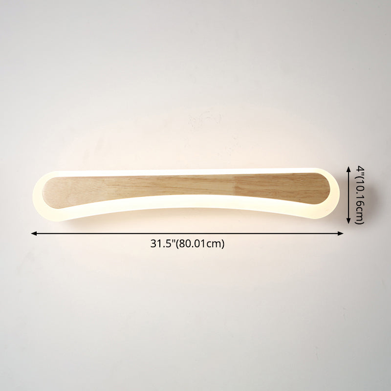 Drewniany kinkiet LED z akrylowym kloszem do oświetlenia lustra łazienkowego, skandynawski design, 40 cm/60 cm/80 cm | Sansoti
