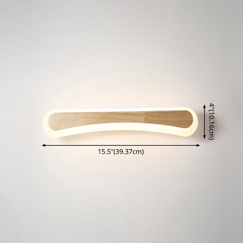 Hölzerne LED-Wandleuchte mit Acrylschirm Badspiegel Beleuchtung Skandinavisches Design 40cm 60cm 80cm | Sansoti