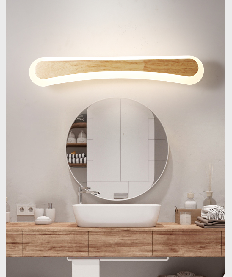 Hölzerne LED-Wandleuchte mit Acrylschirm Badspiegel Beleuchtung Skandinavisches Design 40cm 60cm 80cm | Sansoti