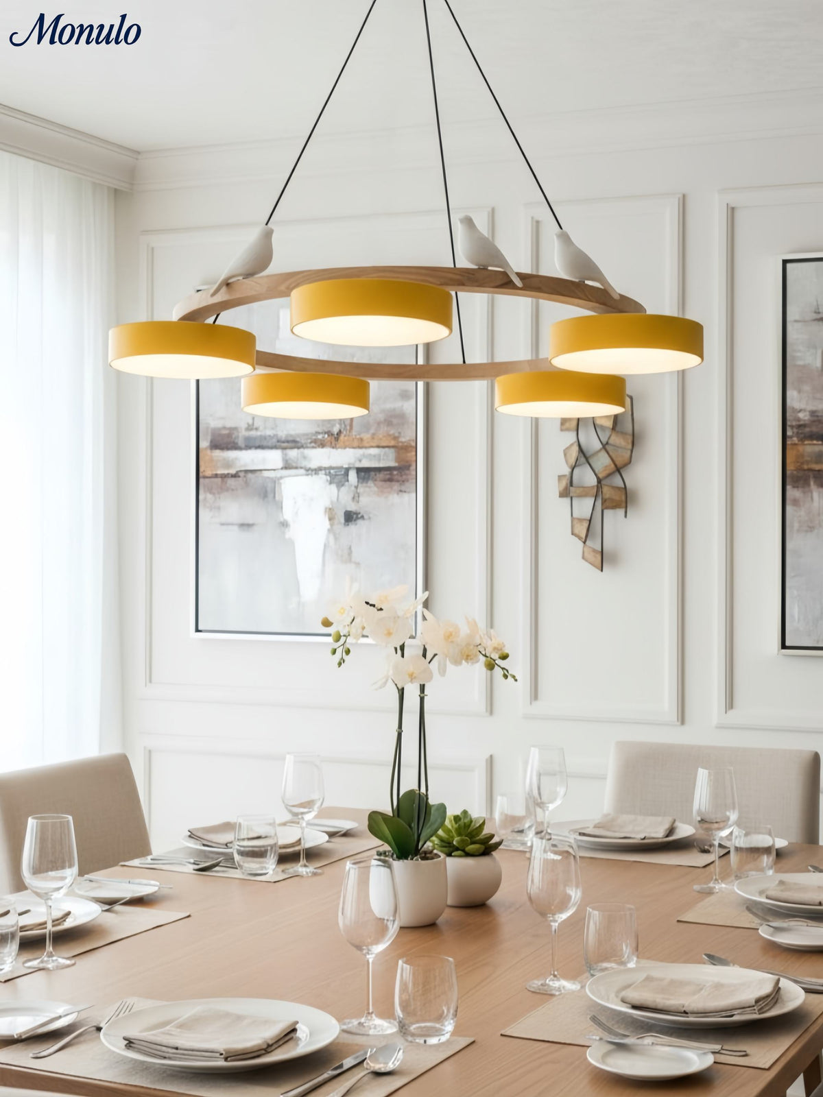 Decorative Bird Chandelier with Colored Circles for Dining Room and Living Room | Sansoti