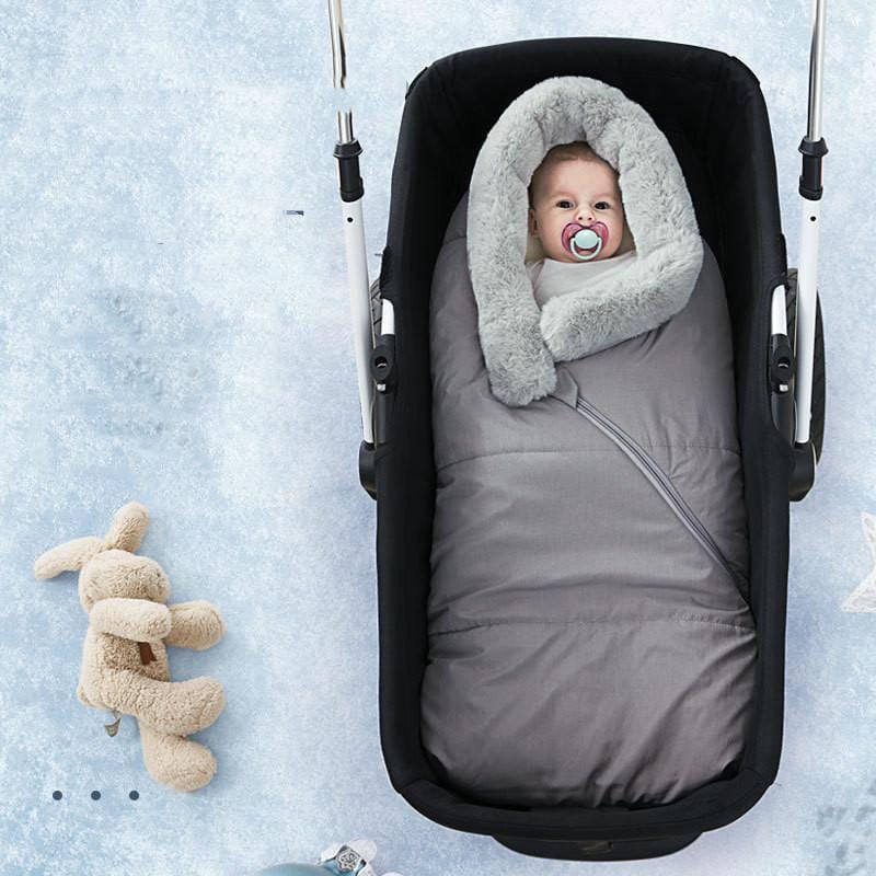 Chancelière chaude pour poussette, sac de couchage d’hiver universel pour bébé avec fermeture éclair, noir et gris, coupe-vent | Sansoti